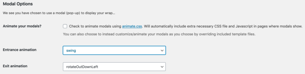 gift wrapper modal animation.css settings